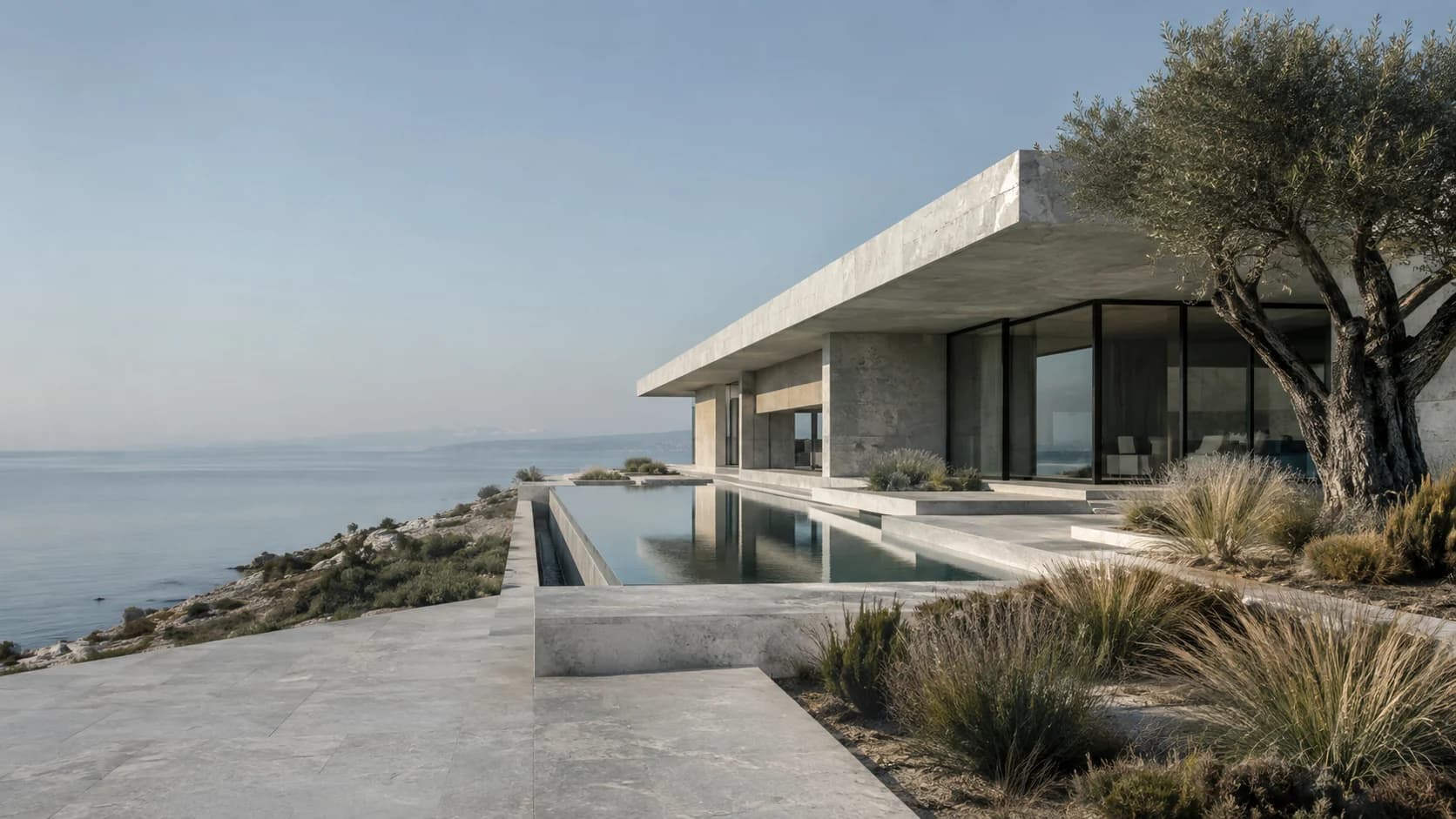 A private contemporary residence on a Mediterranean headland